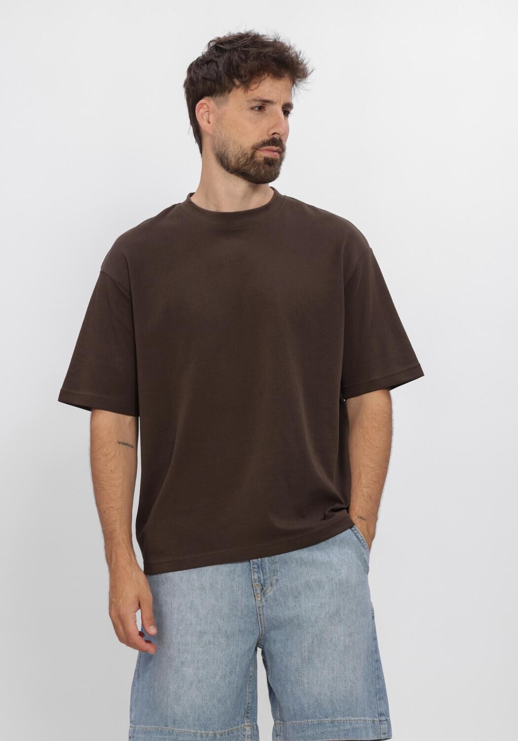 SELECTED MEN T-shirt SLHLOOSEOSCAR SS O-NECK TEE NOOS en marron - large