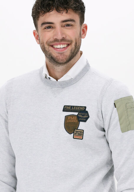 PME LEGEND Pull R-NECK COTTON PLATED Blanc - large