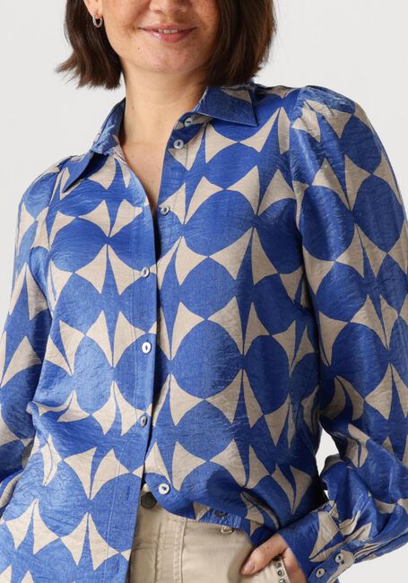 Blauwe SUMMUM  BLOUSE TWO TONE PRINT - large