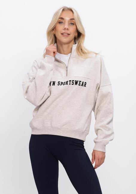 Beige AIM'N Trui VARSITY SWEAT HALF ZIP - large