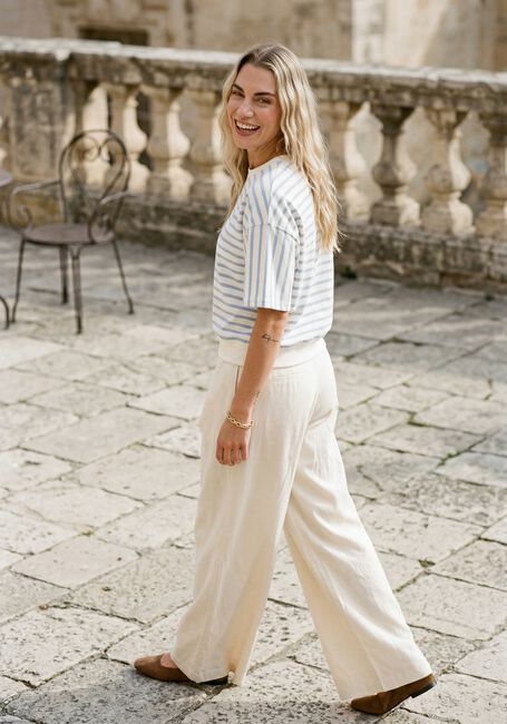 Witte NUKUS Trui LOTTE PULLOVER STRIPE - large