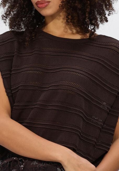 STUDIO ANNELOES Haut Leona knitted top en marron - large