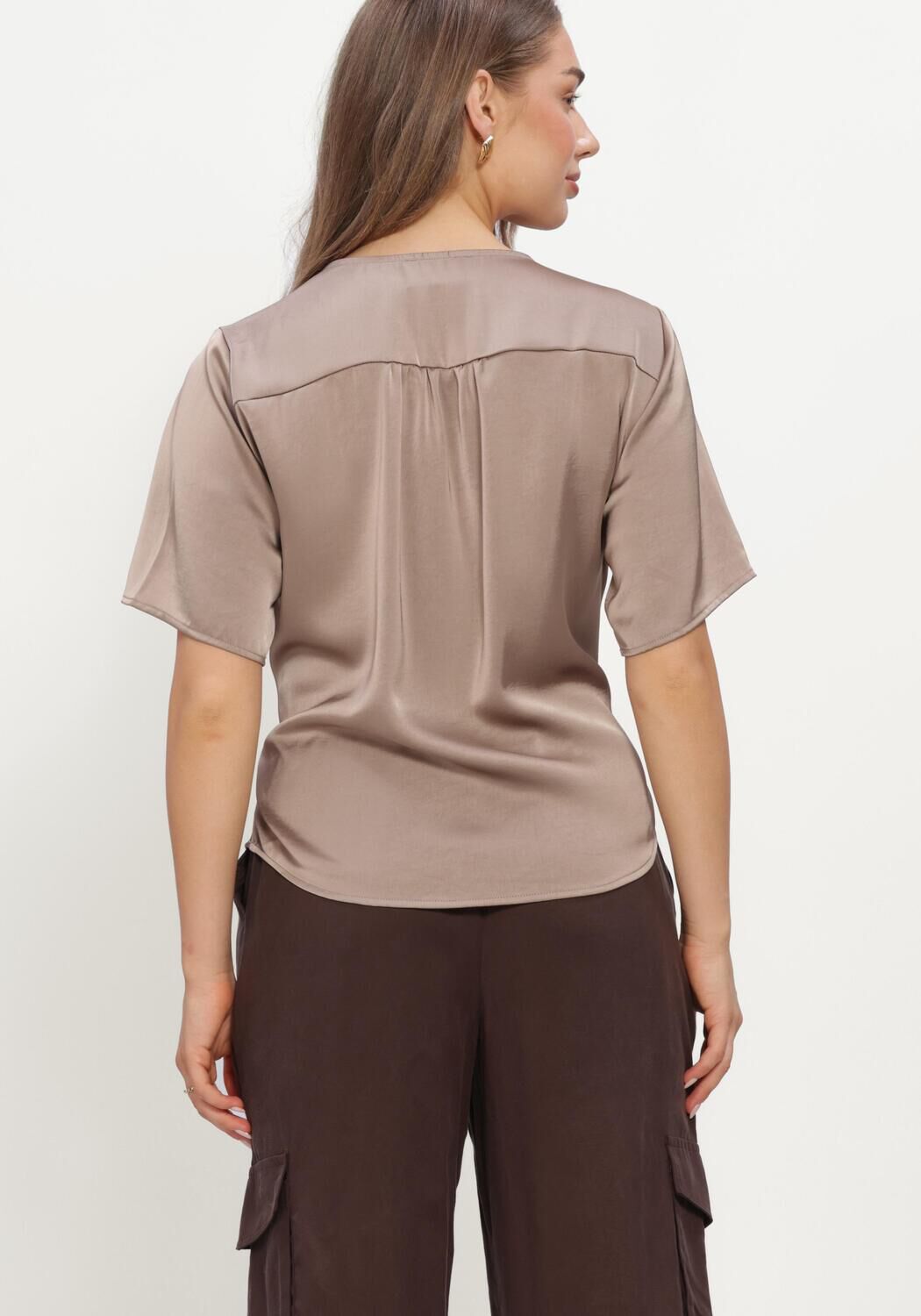 Taupe NEO NOIR  CASADIA HEAVY SATEEN BLOUSE - large