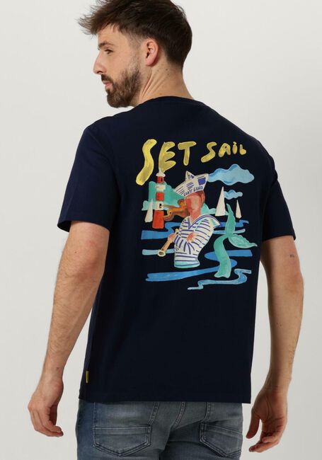 Donkerblauwe SCOTCH & SODA T-shirt FRONT BACK SAILOR ARTWORK T-SHIRT - large