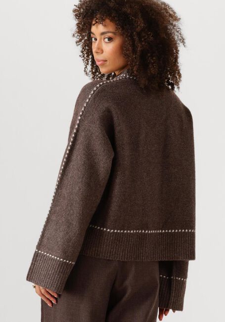 Bruine NEO NOIR Trui ROEME KNIT STITCH BLOUSE - large