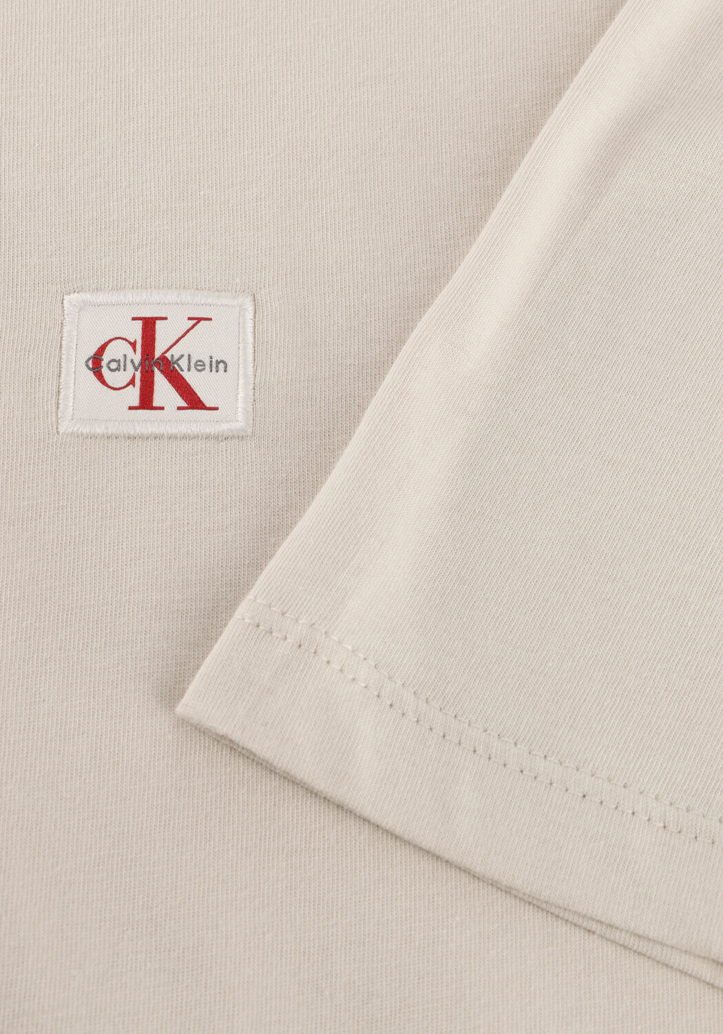 CALVIN KLEIN T-shirt SS BADGE 30S JERSEY CLASSIC TEE en beige - large