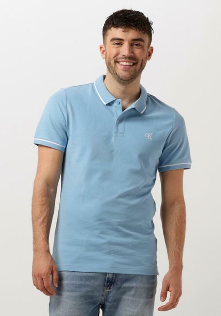 CALVIN KLEIN Polo TIPPING SLIM POLO Bleu clair - large