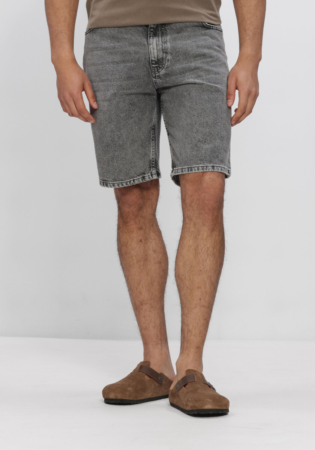 Grijze WOODBIRD Jeans WBLEROY ASH GREY SHORTS - large