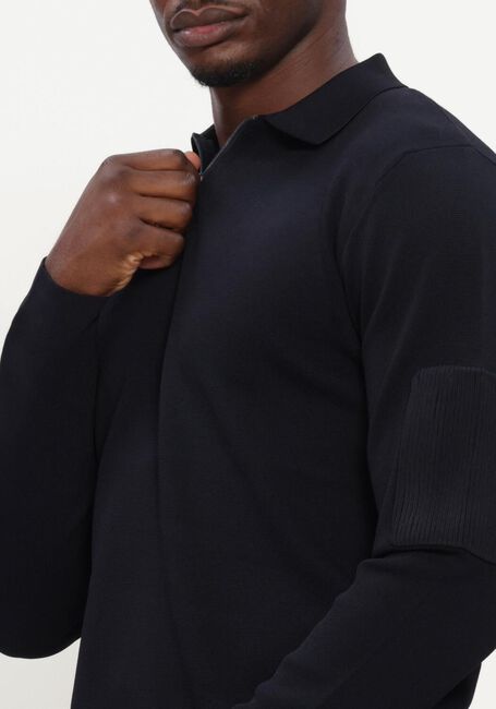 GENTI Pull POLO ZIP LS Bleu fonc&eacute; - large