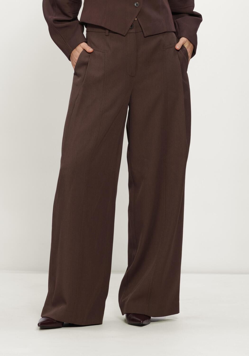 MSCH COPENHAGEN Pantalon large MSCHLAURETTA HW PANTS en marron