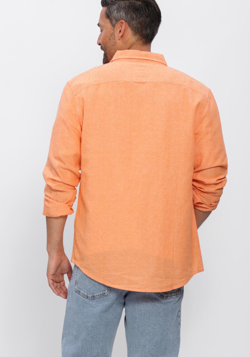 Oranje TOMMY JEANS Casual overhemd TJM REG LINEN BLEND SHIRT EXT - large