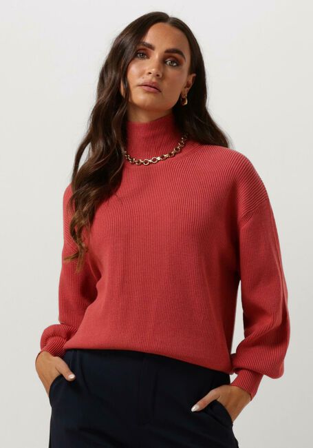 MSCH COPENHAGEN Col roul&eacute; MSCHMAGNEA RACHELLE RIB PULLOVER en rouge - large