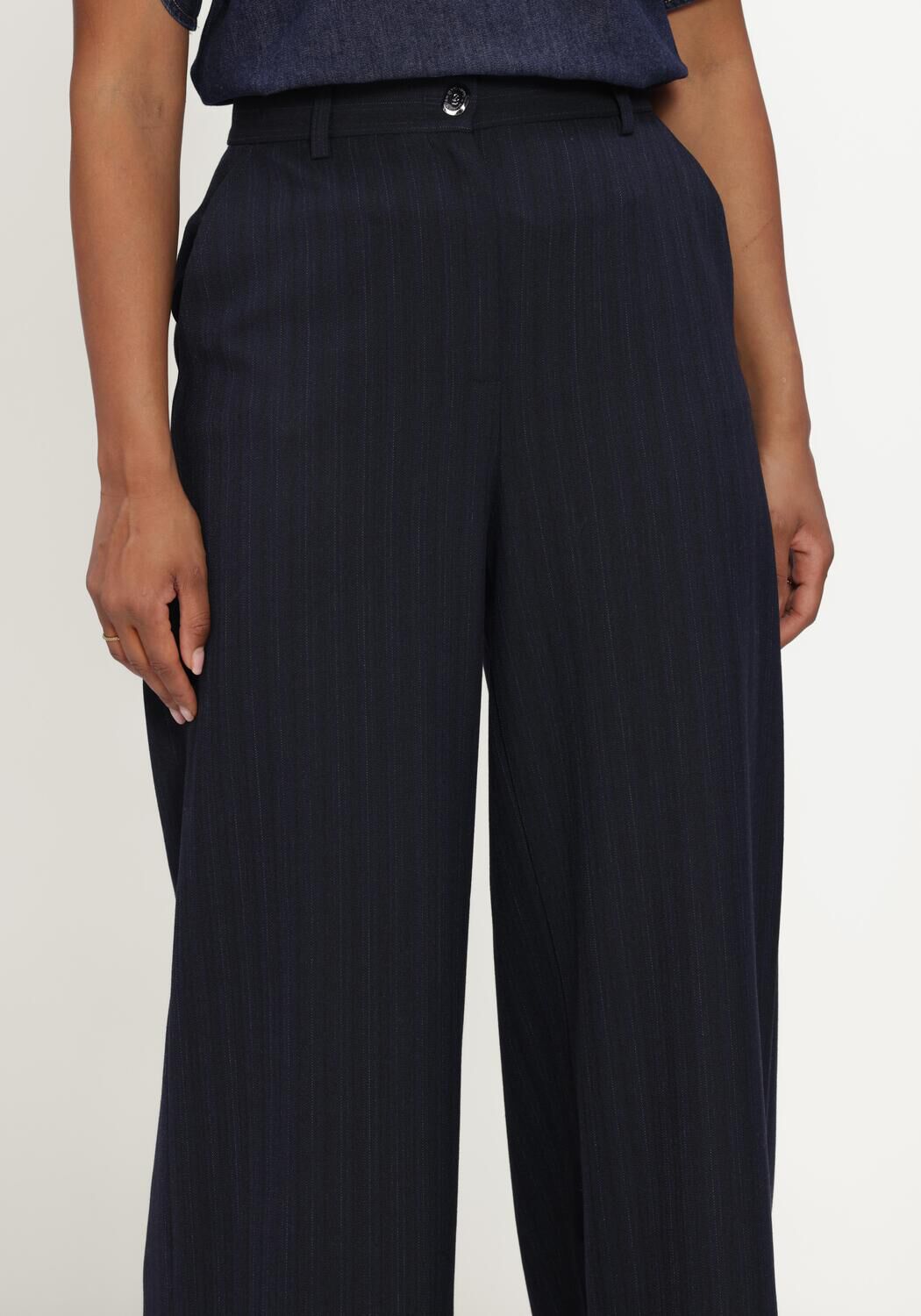 CAROLINE BISS Pantalon large 4569 Bleu fonc&eacute; - large