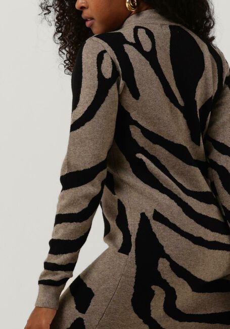Bruine OBJECT Midi jurk RAY L/S KNIT DRESS AOP - large