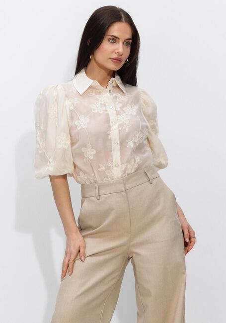 JANSEN AMSTERDAM PRIYA BLOUSE TE 773 SHORT PUFFED SLEEVE FLOWER EMBROIDERY Blouses &Eacute;cru - large