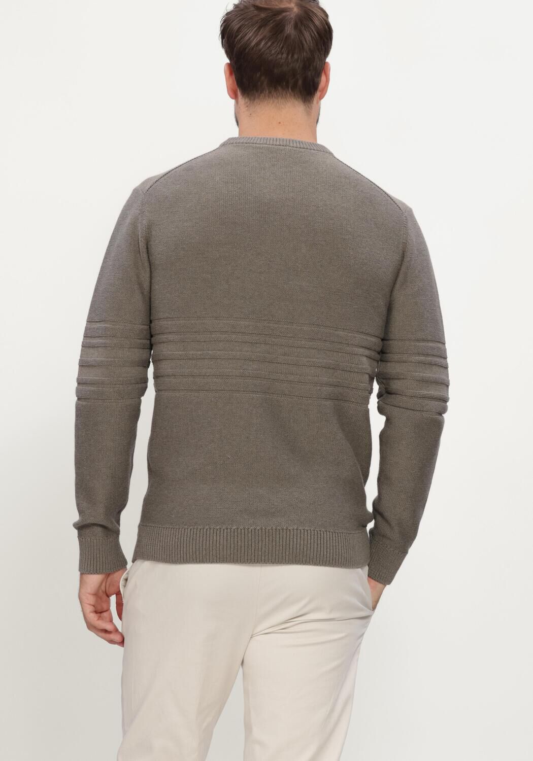 Groene GENTILUOMO Trui ROUND NECK LS - large