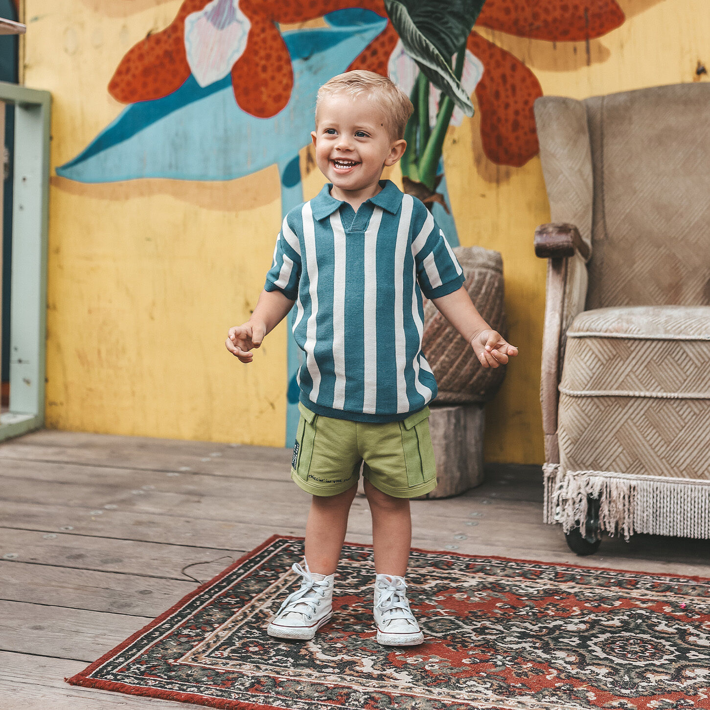 YOUR WISHES Polo STRIPE KNIT CASUAL POLO en bleu - large