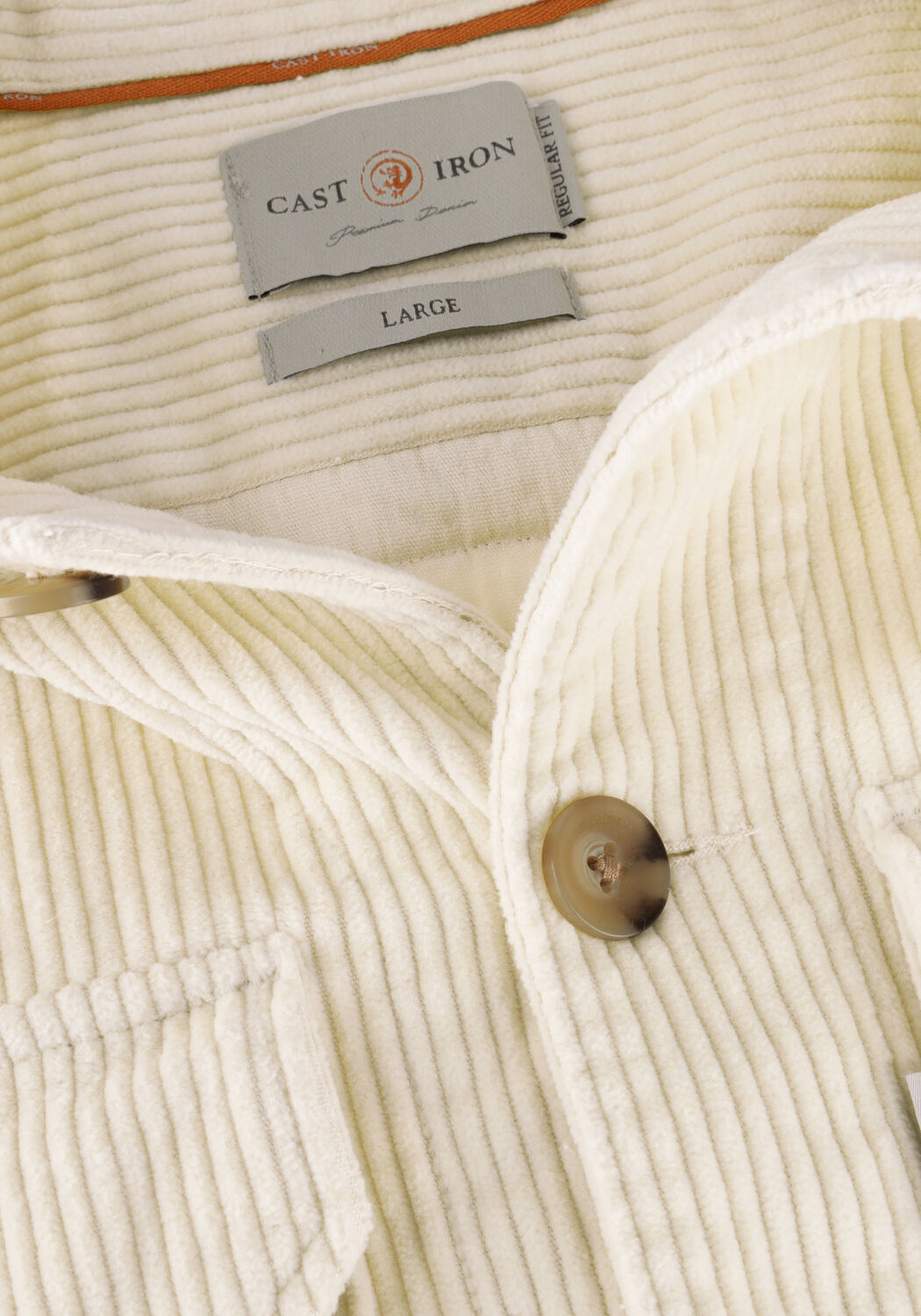 CAST IRON Surchemise LONG SLEEVE SHIRT SOLID RIBCORD en blanc - large