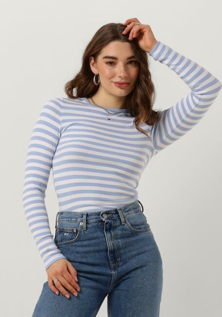 Blauwe TOMMY JEANS Tops & T-shirts TJW ESSENTIAL RIB STRIPE TOP - large