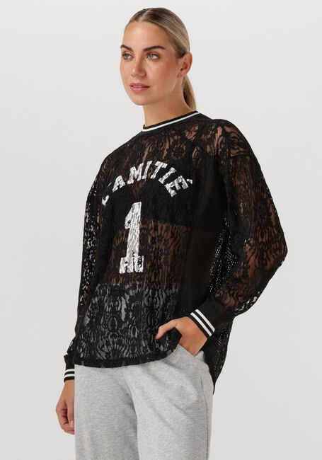 Zwarte HAUTE L'AMITIÉ Top LACE LS FOOTBALL BLOUSE - large