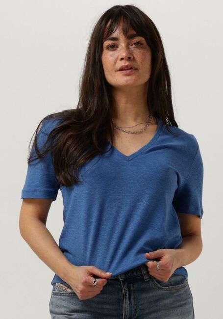 ACCESS Haut SHORT-SLEEVE V BLOUSE en bleu - large