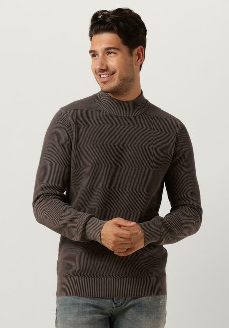 PUREWHITE Pull JAQUARD WASHED MOCKNECK en marron - large