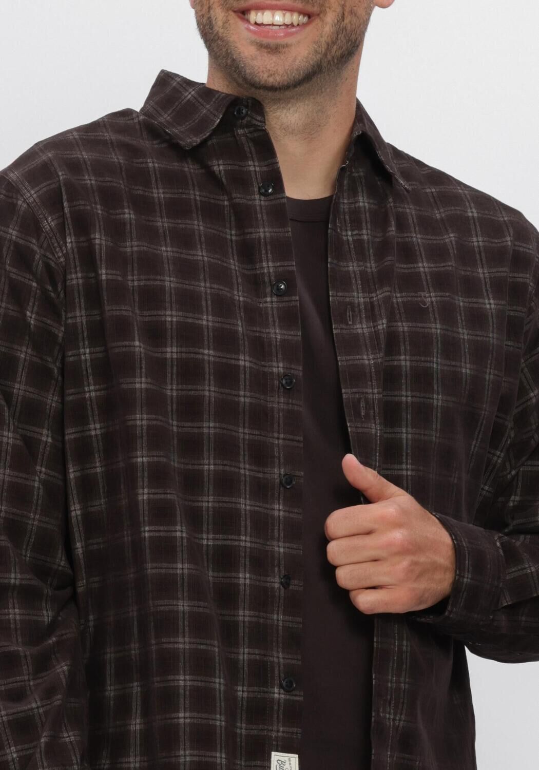 BUTCHER OF BLUE Chemise d&eacute;contract&eacute; JUDD CORD SMALL CHECK SHIRT en marron - large