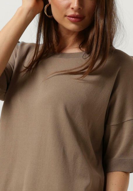 Bruine SELECTED FEMME T-shirt SLFWILLE SS KNIT O-NECK - large