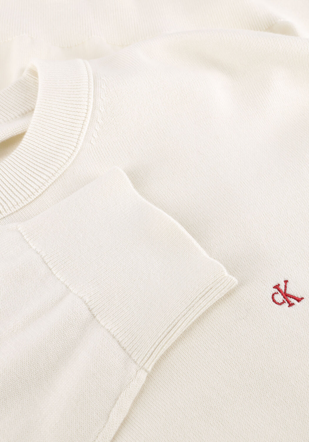 CALVIN KLEIN Pull LS EZ COTTON CREWNK SWEATER 12GG Cr&egrave;me - large