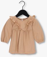 Beige QUINCY MAE Mini jurk LONG SLEEVE RUFFLE V DRESS - medium
