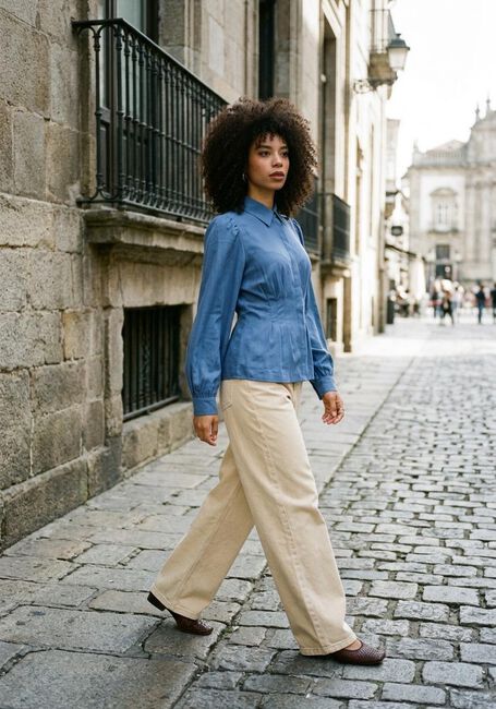 Blauwe MSCH COPENHAGEN Top MSCHELSA ASANA SHIRT - large