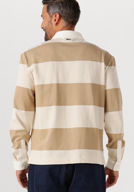 LACOSTE Polo BADGE ACCENT STRIPED RUGBY SHIRT en beige - large