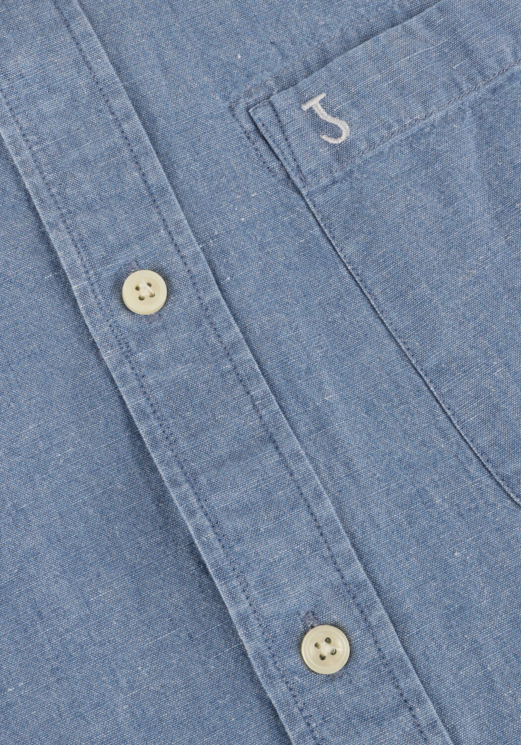 Blauwe BUTCHER OF BLUE Casual overhemd AIDAN CHAMBRAY SHIRT - large