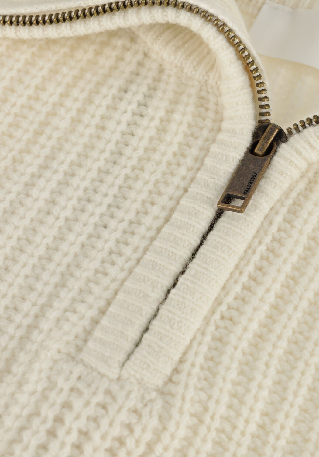 SELECTED MEN Pull SLHLAND LS KNIT HALF ZIP &Eacute;cru - large