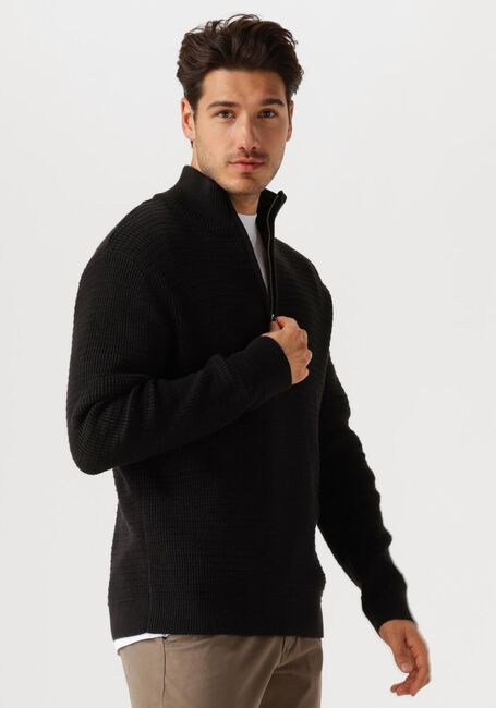 SELECTED HOMME Pull SLHTHEO LS KNIT STRUCTURE HALF ZIP en noir - large