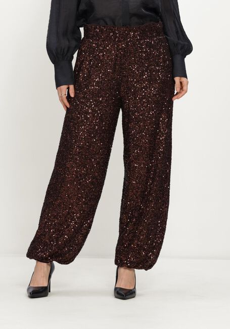 STUDIO ANNELOES Pantalon large Darielle sequin balloon trousers en marron - large