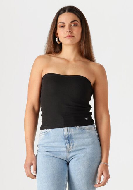 CALVIN KLEIN Haut WOVEN LABEL RIB SLEEVELESS TOP en noir - large