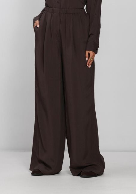 Bruine BY-BAR Wijde broek NEMO SATIN STRIPE PANTS - large