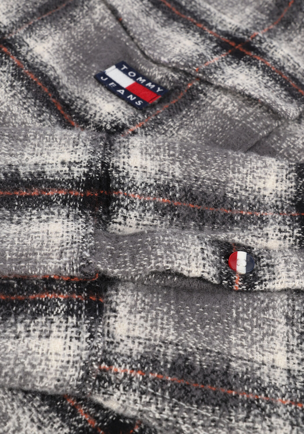 Grijze TOMMY JEANS Jack TJM HOODED CHECK OVERSHIRT - large