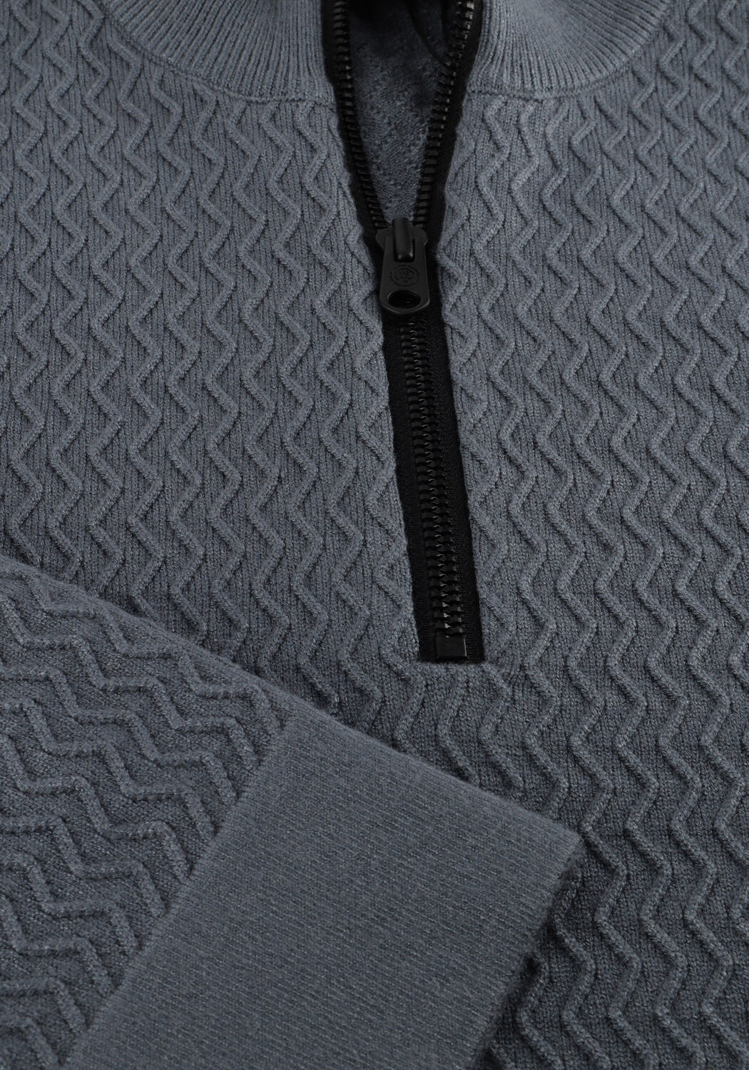 Grijze CAST IRON Trui HALF ZIP COLLAR ECOVERO - large