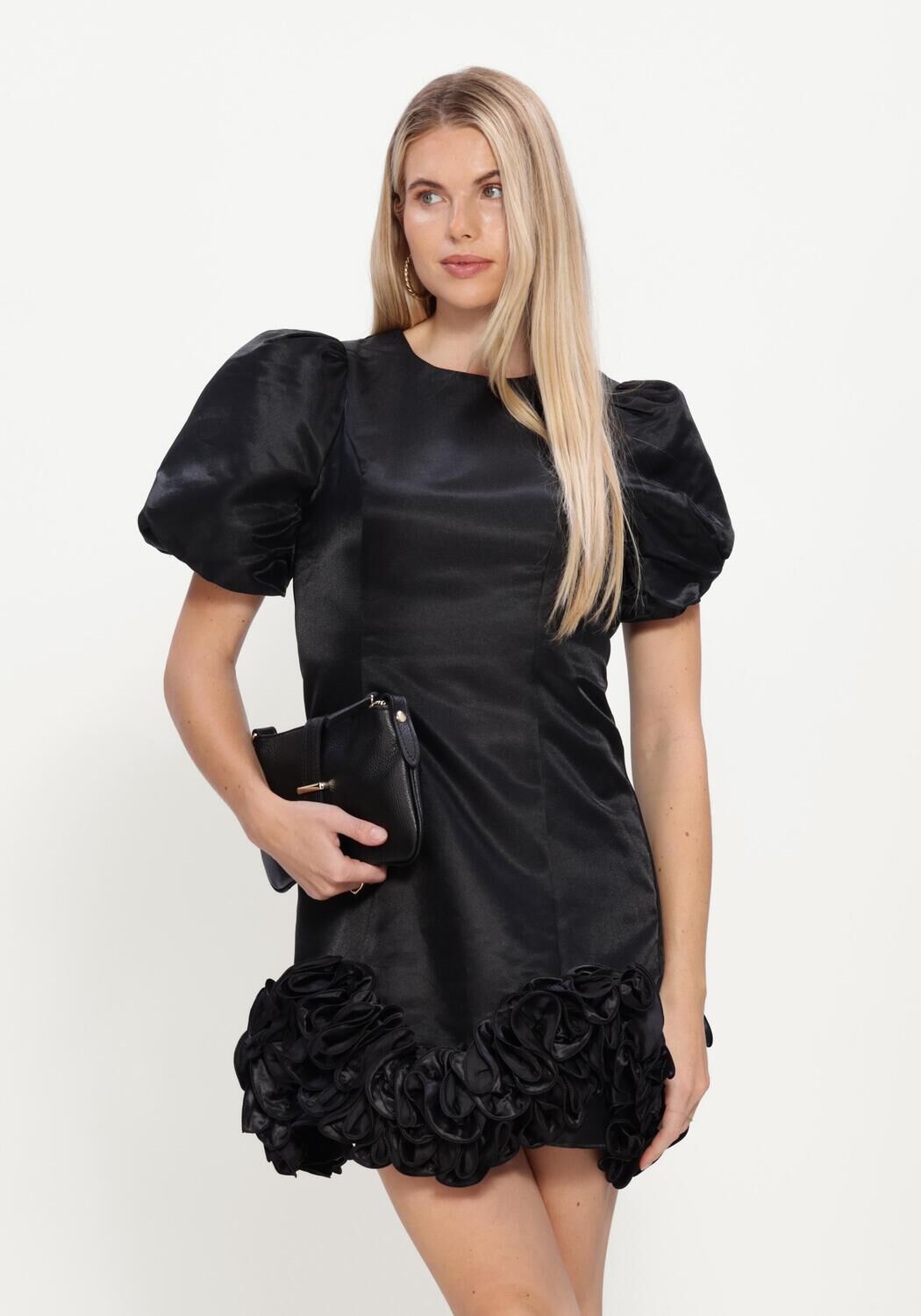 Zwarte Y.A.S. Mini jurk YASELINA WAVE 2/4 DRESS - large