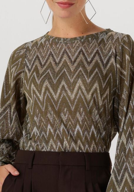 Groene SUMMUM Top TOP LONG SLEEVE ZIG ZAG LUREX - large
