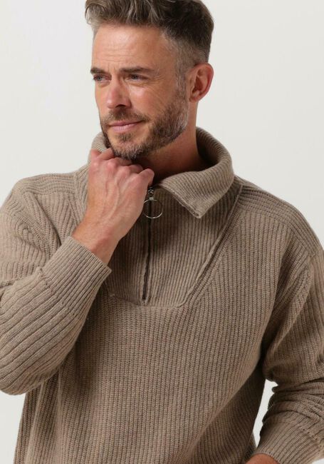 THE GOODPEOPLE Pull KZIP en beige - large