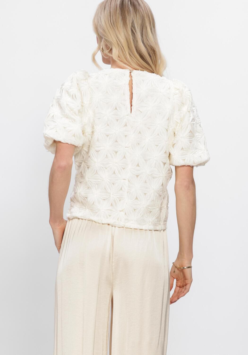 Gebroken wit FREEBIRD Tops & T-shirts WV-3D-VOILE-FLOWER-26-1 - large