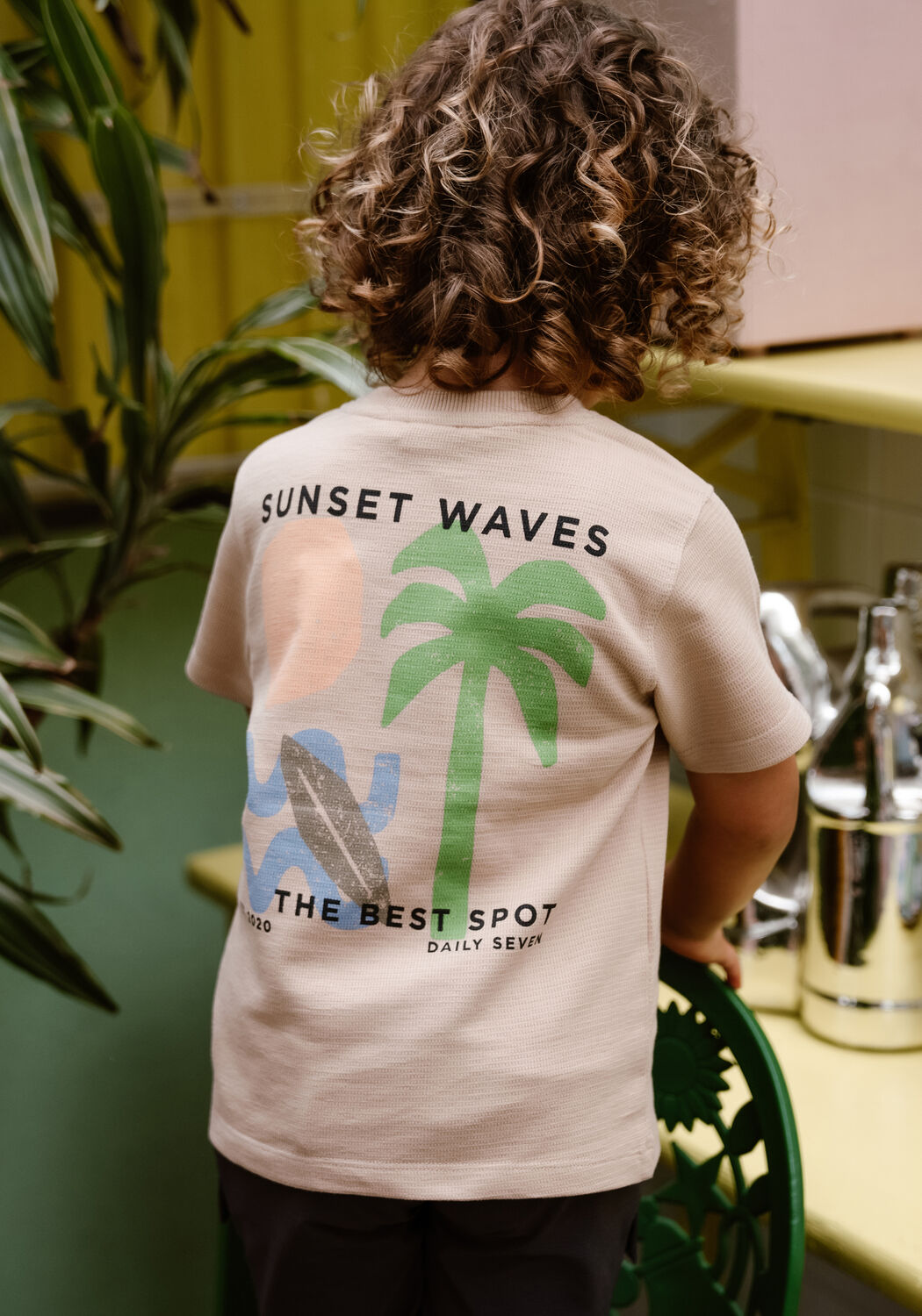 DAILY7 T-shirt T-SHIRT STRUCTURE PRINT en beige - large