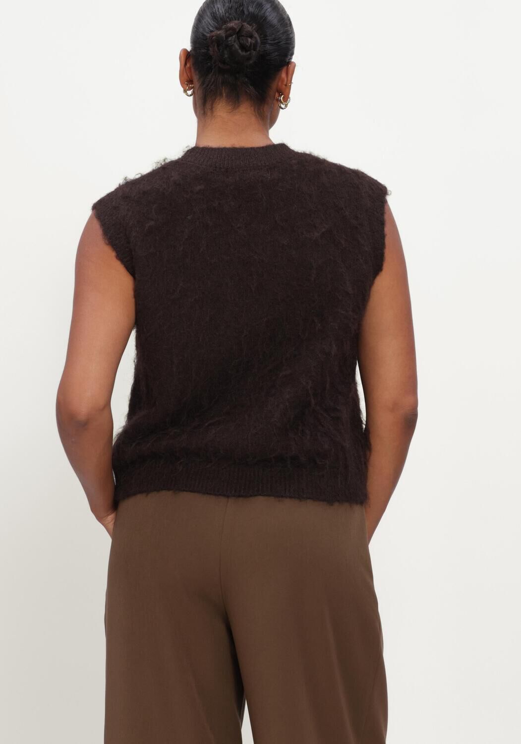 Bruine CIRCLE OF TRUST Vest FAUVE KNIT - large