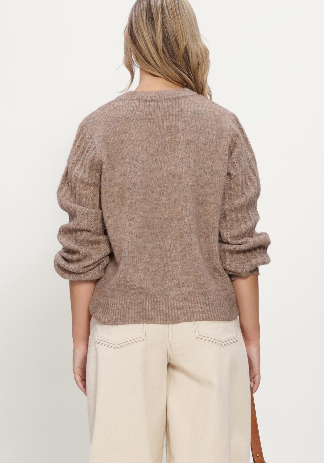 OBJECT Pull OBJFLORA RE LS KNIT BUTTON CARDIGAN NOOS en taupe - large