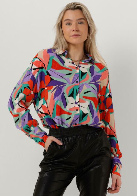 Multi COLOURFUL REBEL  TALIA BIG FLOWER OVERSIZED BOYFRIEND BLOUSE - large