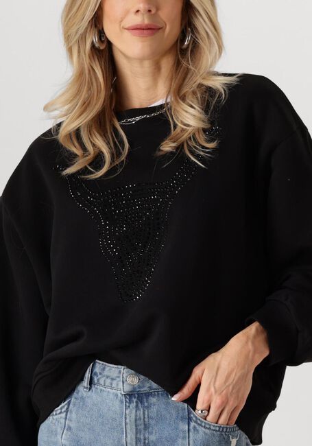 Zwarte ALIX THE LABEL Trui LADIES KNITTED STRASS BULL - large