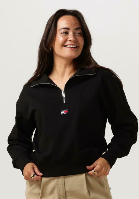 Zwarte TOMMY JEANS Trui BXY 1/4 ZIP XS BADGE - large
